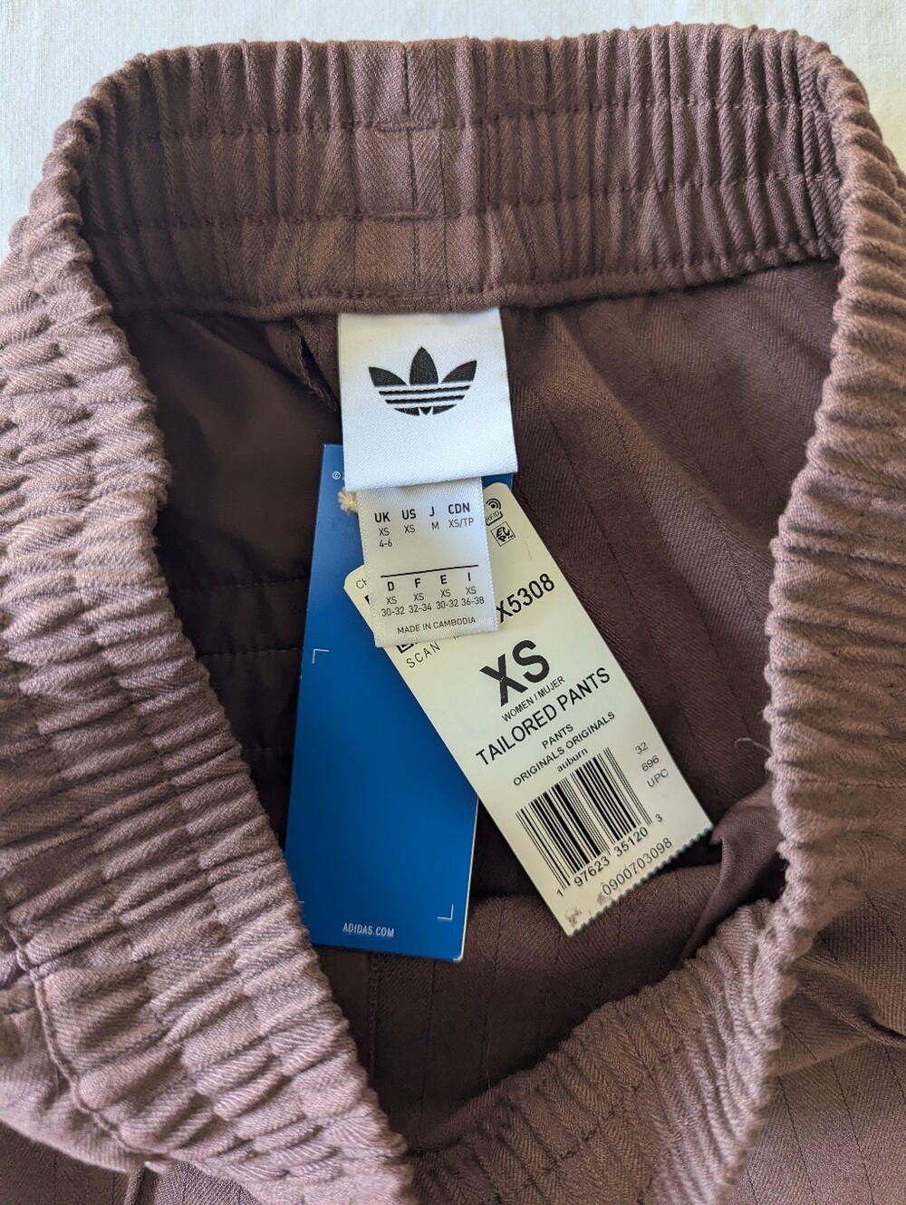 Adidas Originals Tailored Track Pants In Auburn With Blue Stripes - Picture 10 of 14